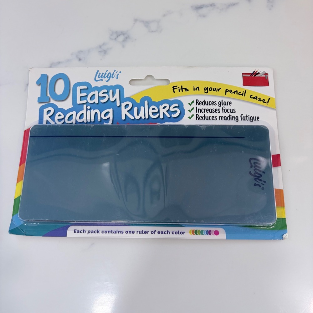 Luigi's 10 Easy Reading Rulers Dyslexia ADHD Irlen Syndrome Tinted Overlays